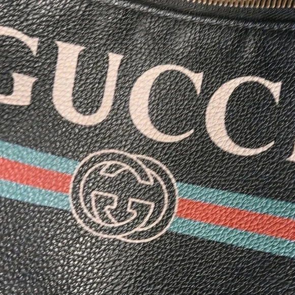 GUCCI LARGE Printed (Unisex) Black Leather Belt / Waist Bag with COA - Picture 5 of 15